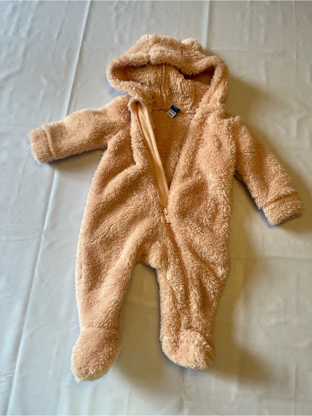 Old Navy Plush Hooded Footie in Tan